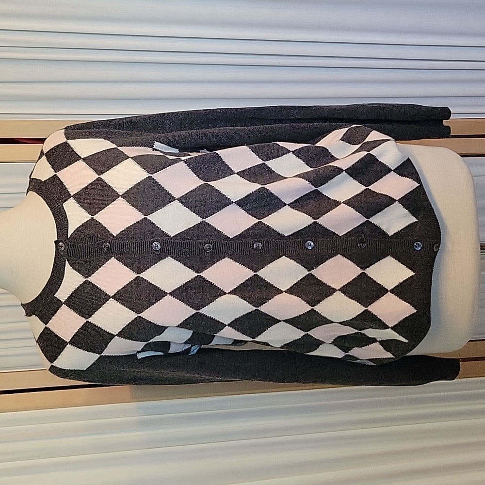 Womens Croft & Barrel Argyle Button Down Cardigan Sweater Size L Large